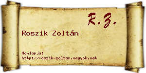 Roszik Zoltán névjegykártya